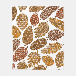 Pine cones pattern illustration. fleece blanket