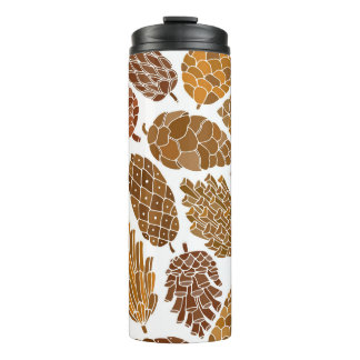 Pine cones pattern illustration. thermal tumbler