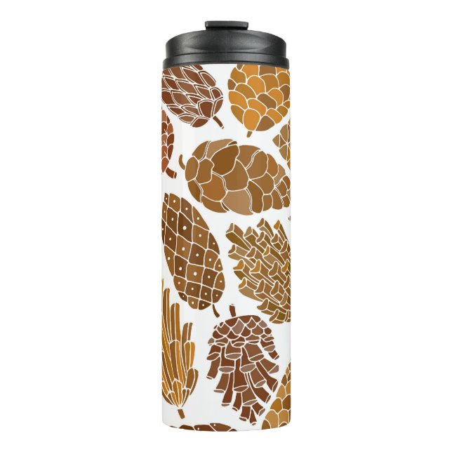 Pine cones pattern illustration. thermal tumbler (Front)
