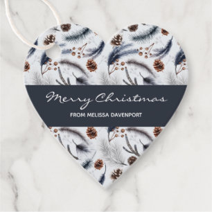 Pine Cones & Pine Needles Christmas Pattern Favour Tags