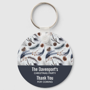 Pine Cones & Pine Needles Christmas Pattern Key Ring