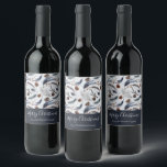 Pine Cones & Pine Needles Christmas Pattern Wine Label<br><div class="desc">Merry Christmas bottle labels with a beautiful pattern. Pine cones,  feathers,  pine needles and berry sprigs. Rustic watercolor design.</div>