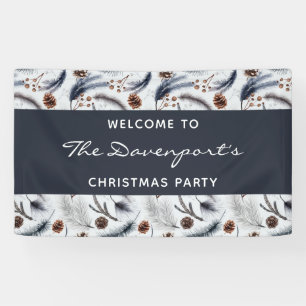 Pine Cones & Pine Needles Pattern Christmas Banner