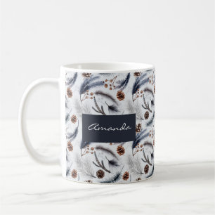 Pine Cones & Pine Needles Watercolor Pattern Coffee Mug