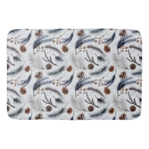 Pine Cones & Pine Needles Winter Pattern  Bath Mat