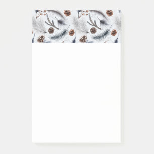 Pine Cones & Pine Needles Winter Pattern Post-it Notes