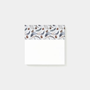 Pine Cones & Pine Needles Winter Pattern Post-it Notes