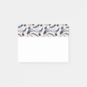 Pine Cones & Pine Needles Winter Pattern Post-it Notes
