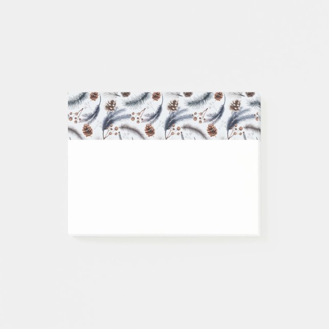 Pine Cones & Pine Needles Winter Pattern  Post-it Notes (Front)