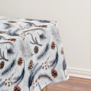 Pine Cones & Pine Needles Winter Pattern Tablecloth