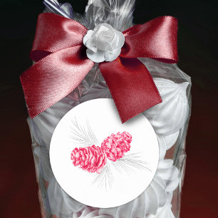 Pine cones red grey winter wedding sticker