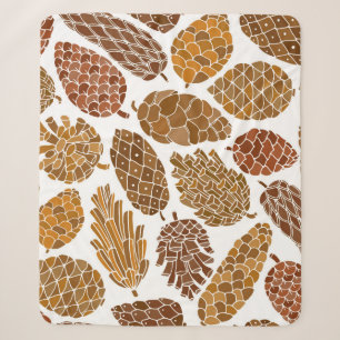 Pine cones seamless pattern sherpa blanket