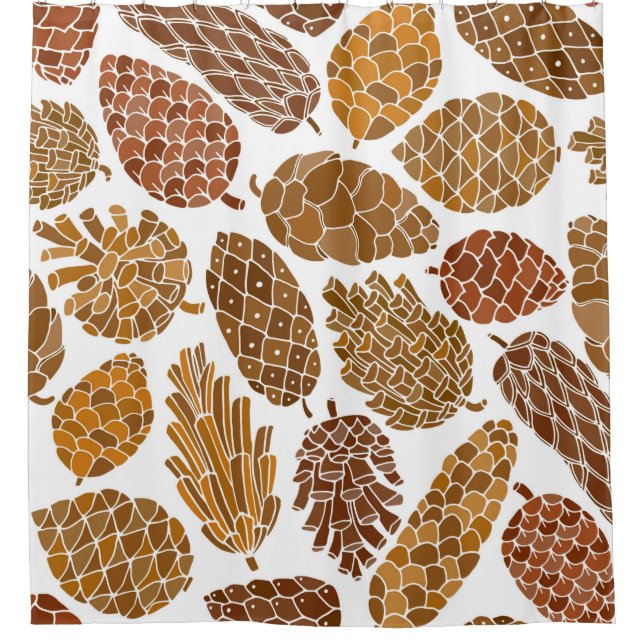 Pine cones seamless pattern shower curtain (Front)