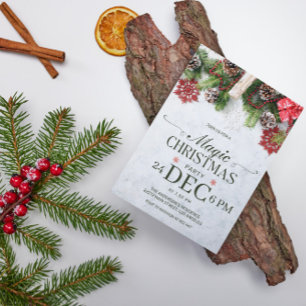 Pine Cones & Snowflakes Christmas Invitation