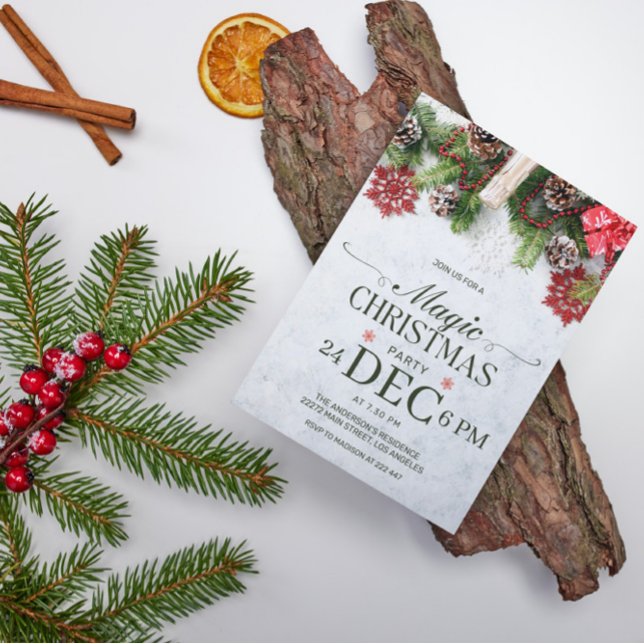 Pine Cones & Snowflakes Christmas Invitation (Creator Uploaded)