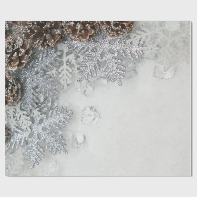 Pine Cones,Snowflakes Holiday  Wrapping Paper (Flat)