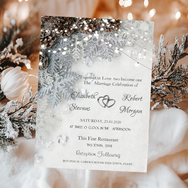 Pine Cones, Snowflakes Wedding Invitation (Creator Uploaded)