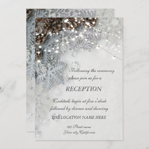 Pine Cones, Snowflakes Wedding Reception Invitation