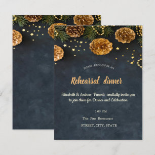 Pine Cones, Stars Rehearsal Dinner Invitation