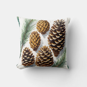 Pine Cones Watercolor Botanical Art Cushion