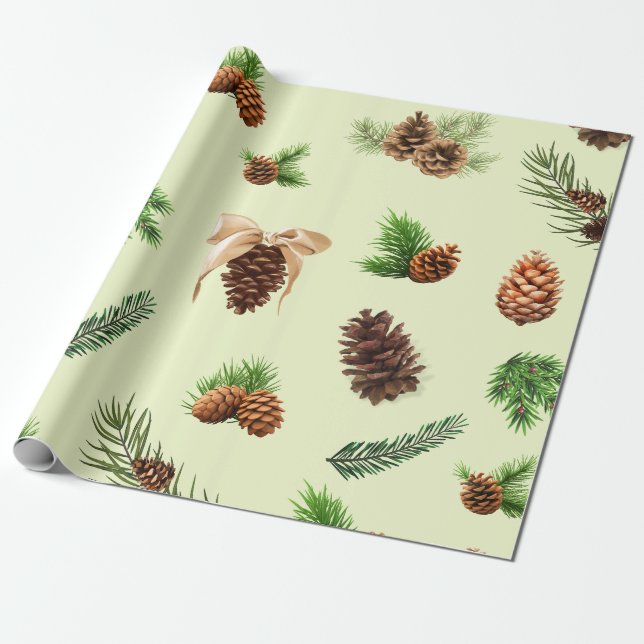 Pine Cones Wrapping Paper (Unrolled)