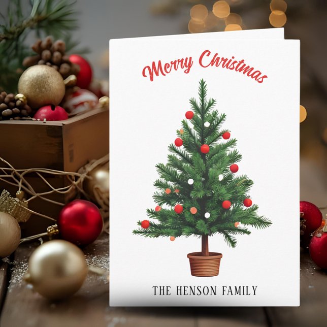 Pine Decorated Christmas Tree Holiday Card (Creator Uploaded)