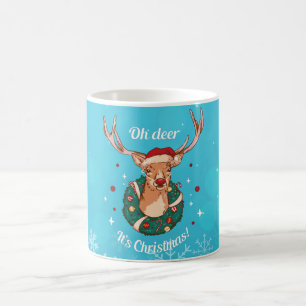 Pine Deer - Christmas Reindeer Head Coffee Mug