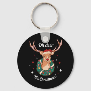 Pine Deer - Christmas Reindeer Head Key Ring