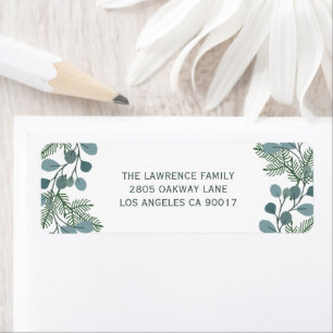 Pine Eucalyptus Foliage Christmas Holiday Address Return Address Label