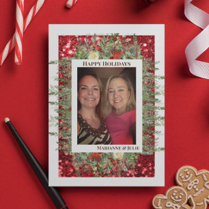 Pine Evergreen Frame Photo Template Glitter Budget Flyer