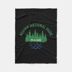 Pine forest acadia national park maine vintage fleece blanket