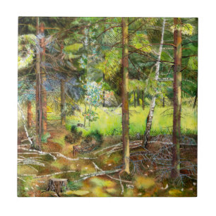 Pine forest ceramic tile