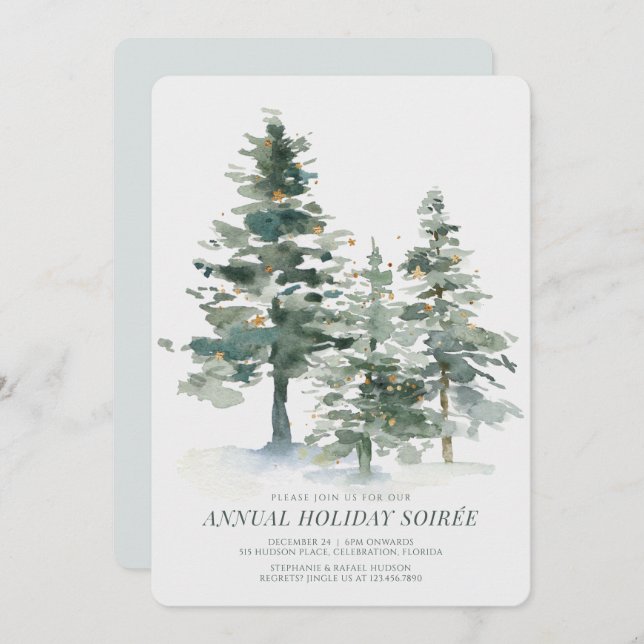 Pine Forest Christmas Holiday Party Invitation (Front/Back)