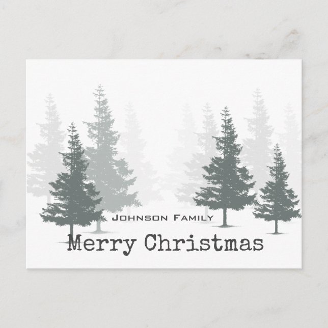 Pine Forest Christmas Holiday Postcard (Front)