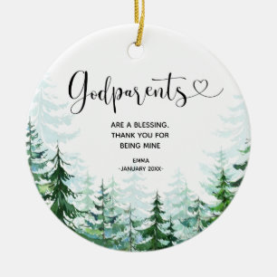 Pine Forest Godparents Christmas Ornament