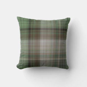 Pine Forest Green and Brown Plaid Cushion
