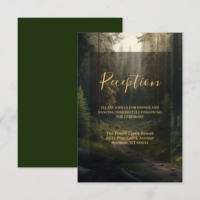 Pine Forest Green Nature Wedding Enclosure Card (Front/Back)