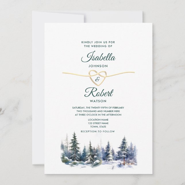 Pine Forest Green Wedding Invitation (Front)