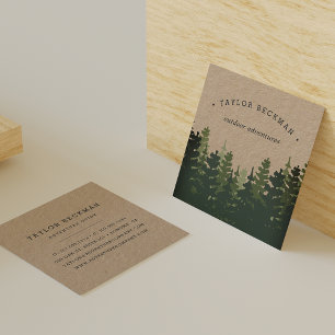 Pine Forest Kraft Square Business Card