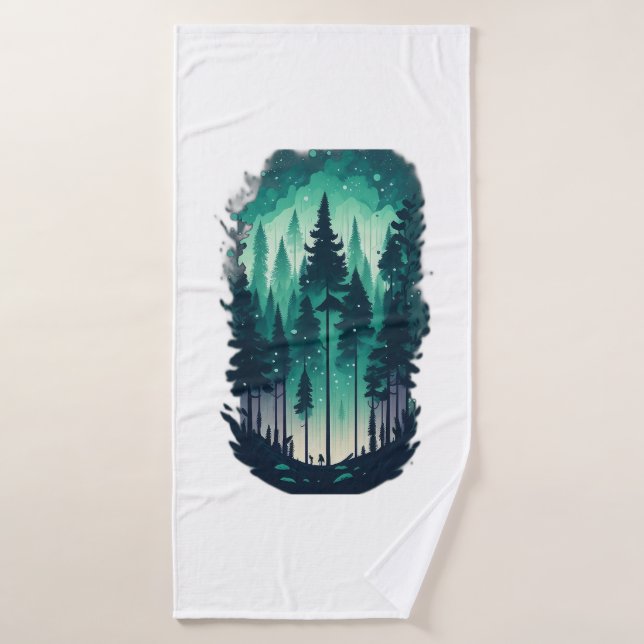 Pine Forest Landscape Bath Towel (Bath Towel)