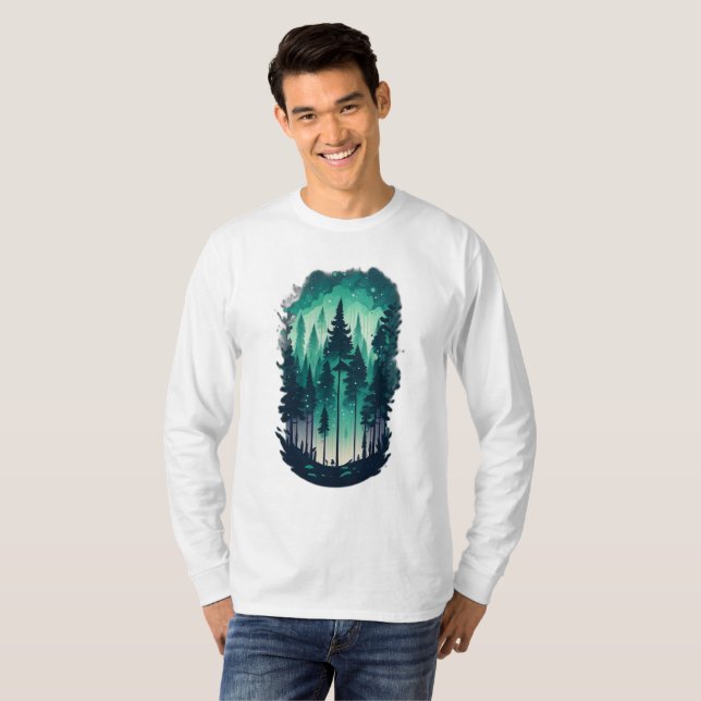 Pine Forest Landscape Long Sleeve T-Shirt (Front Full)
