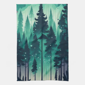 Pine Forest Landscape Tea Towel