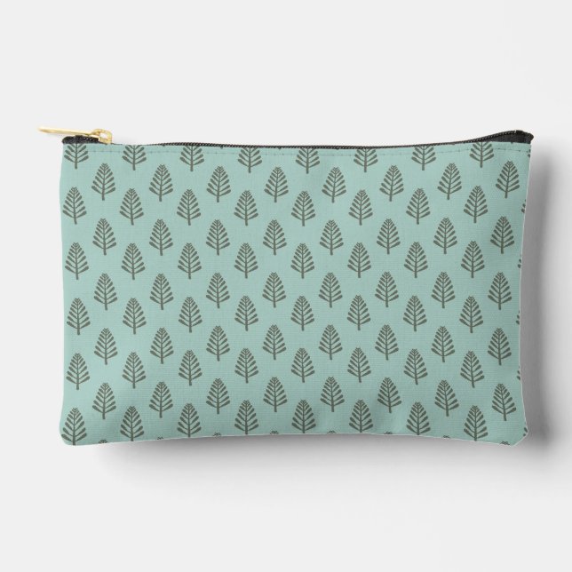 Pine forest minimalist pattern - aqua accessory pouch (Front)