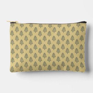Pine forest minimalist pattern - ocher accessory pouch