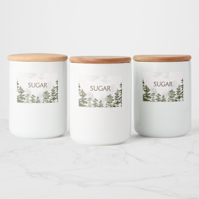 Pine Forest  Nature Watercolor Food Label (Bottles)