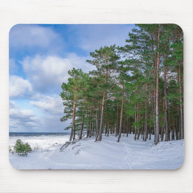 Pine forest near sea coast in Latvia Mouse Pad (Front)