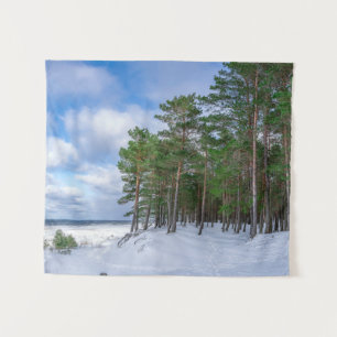 Pine forest near sea coast in Latvia Tapestry