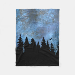 Pine Forest Night Fleece Blanket