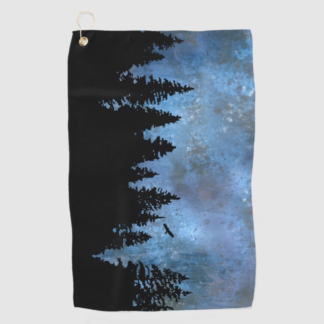 Pine Forest Night Golf Towel (Front)