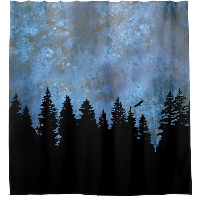 Pine Forest Night Shower Curtain (Front)